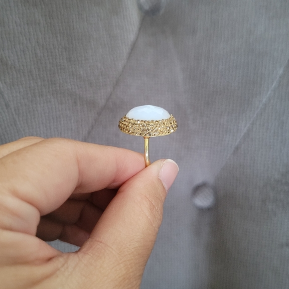 Zeyzey Faceted Opaque Moonstone🌙 Statement Ring - Picture 7 of 15